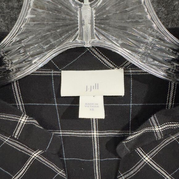 J Jill Tunic Shirt Women's XS Black Plaid Long Sleeve Top Blouse Button Down - Picture 3 of 8